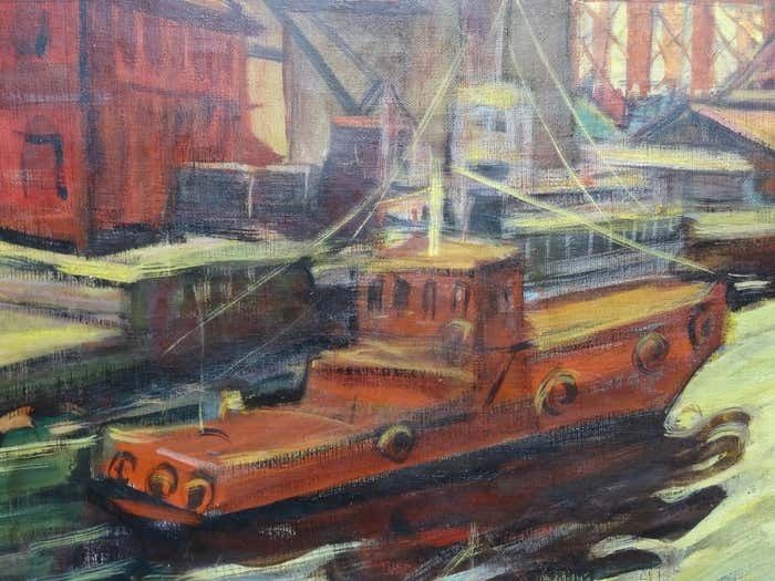 Jadviga Zjilvinska Channel. 1965, Canvas, Oil, 80x100 Cm photo 1422.0