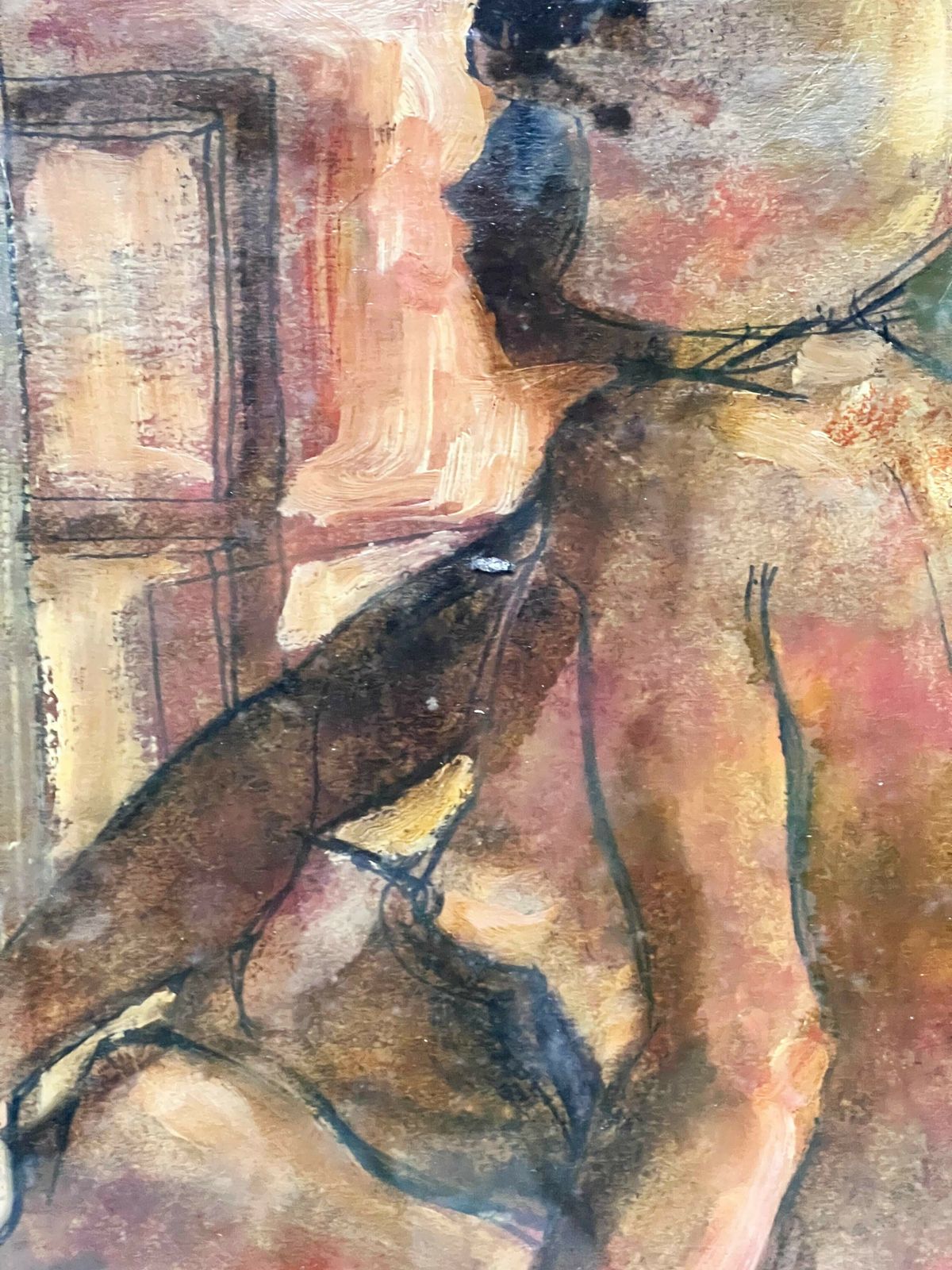 Oil Painting On Plywood Of A Woman's Nude By Aldo Sterchele From 1980 photo furniture