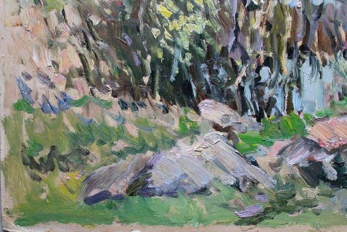 Edgars Vinters Boulders Near The Field. 1983, Cardboard, Oil, 68x94 Cm photo 1467.0