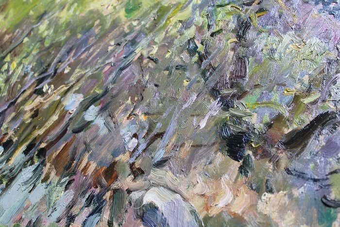 Edgars Vinters Boulders Near The Field. 1983, Cardboard, Oil, 68x94 Cm photo vintage