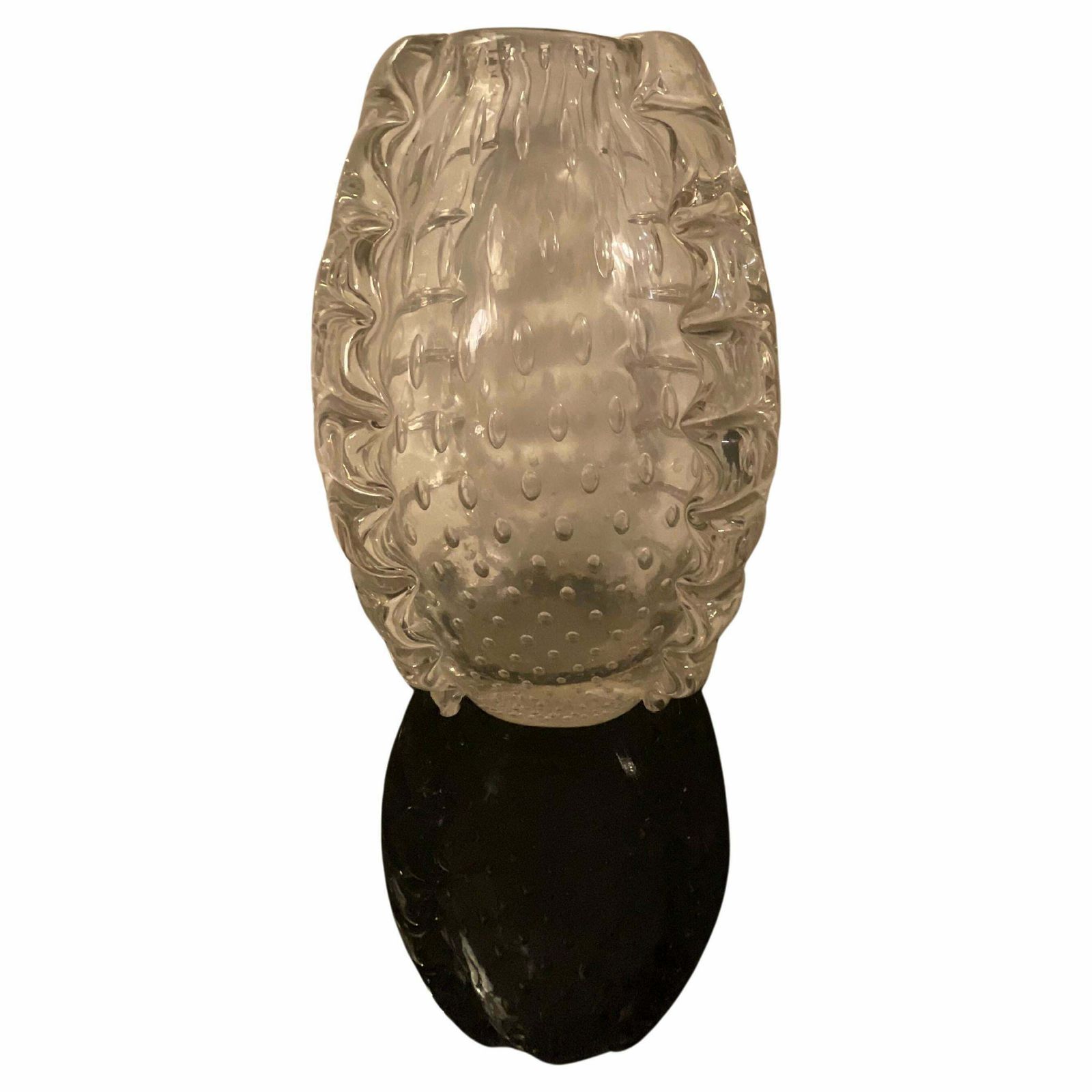 Barovier & Toso   Heavy Murano Glass Vase With Air Bubbles From The 1940s.