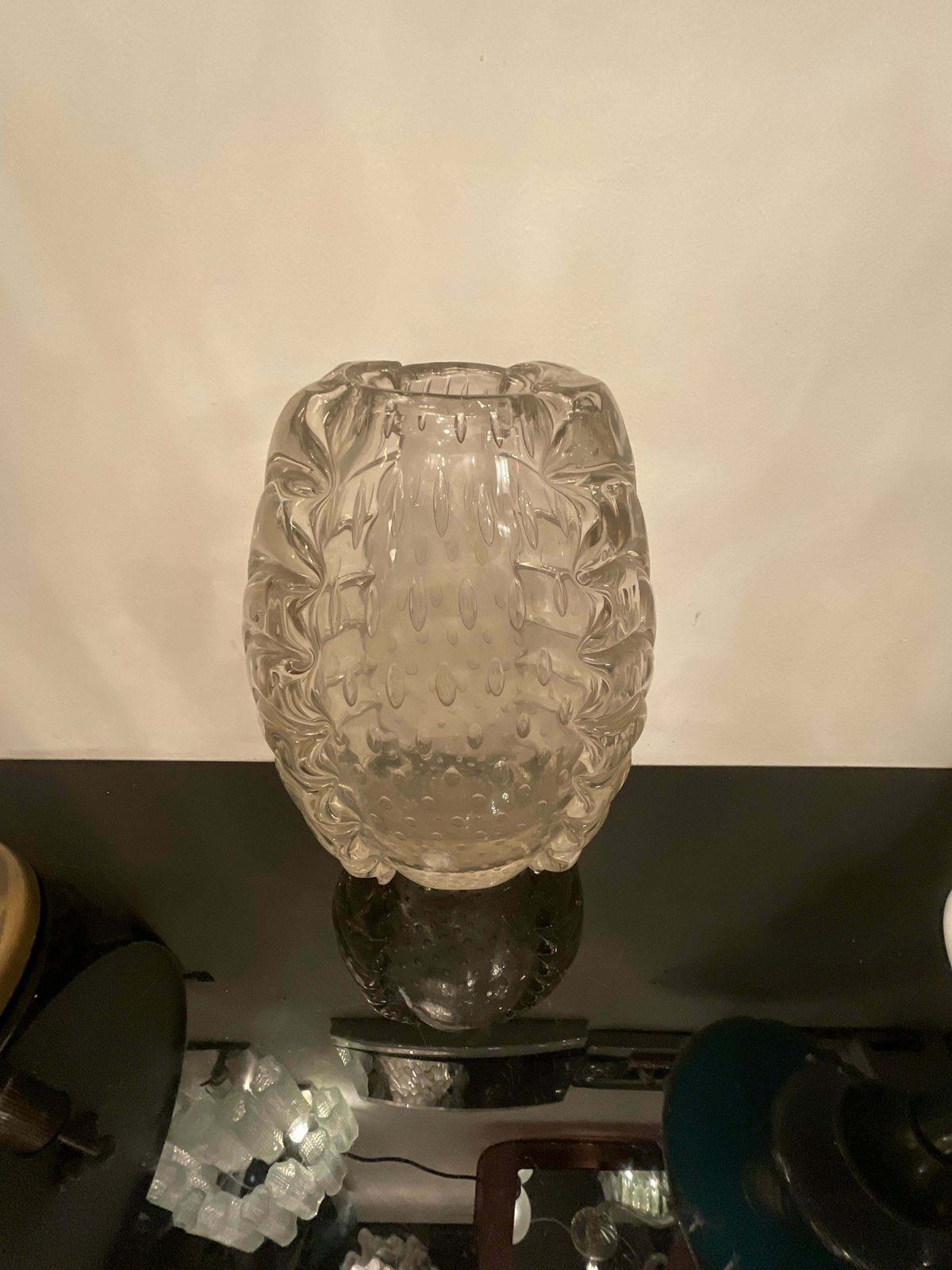 Barovier & Toso   Heavy Murano Glass Vase With Air Bubbles From The 1940s. photo Home Decor