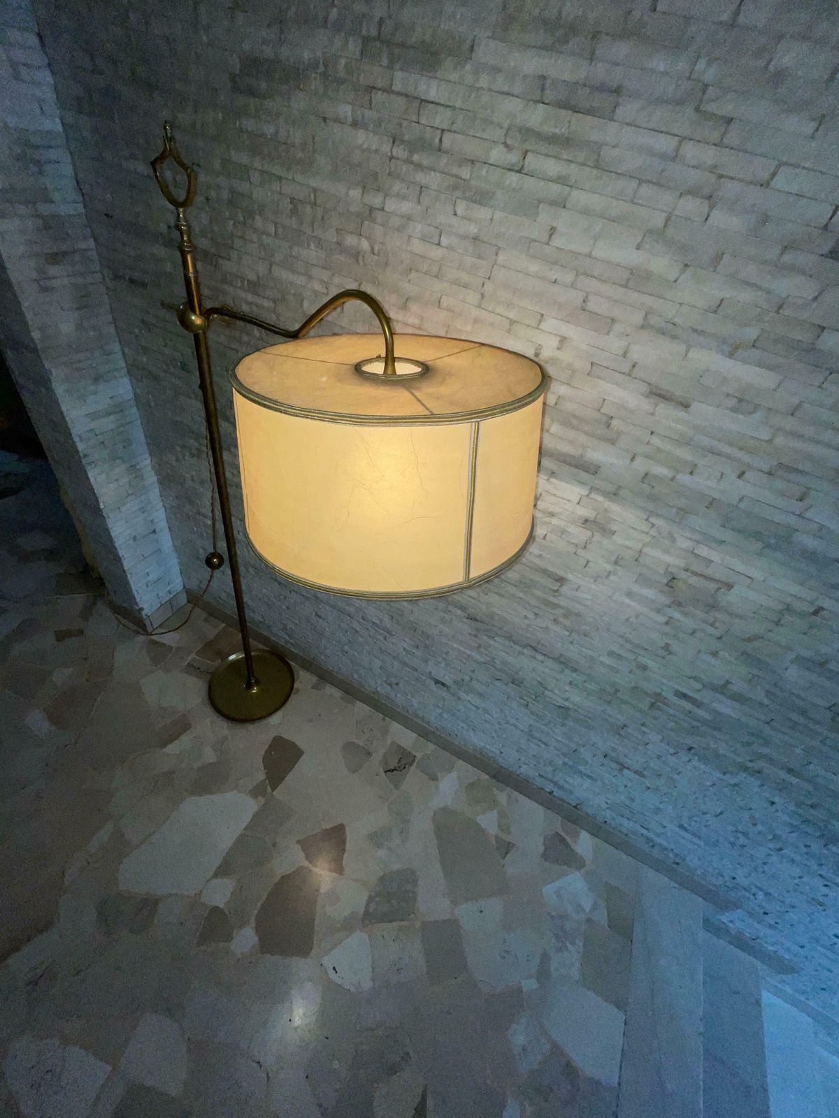 Stilnovo   Floor Lamp   Brass And Faux Parchment   1950s photo vintage