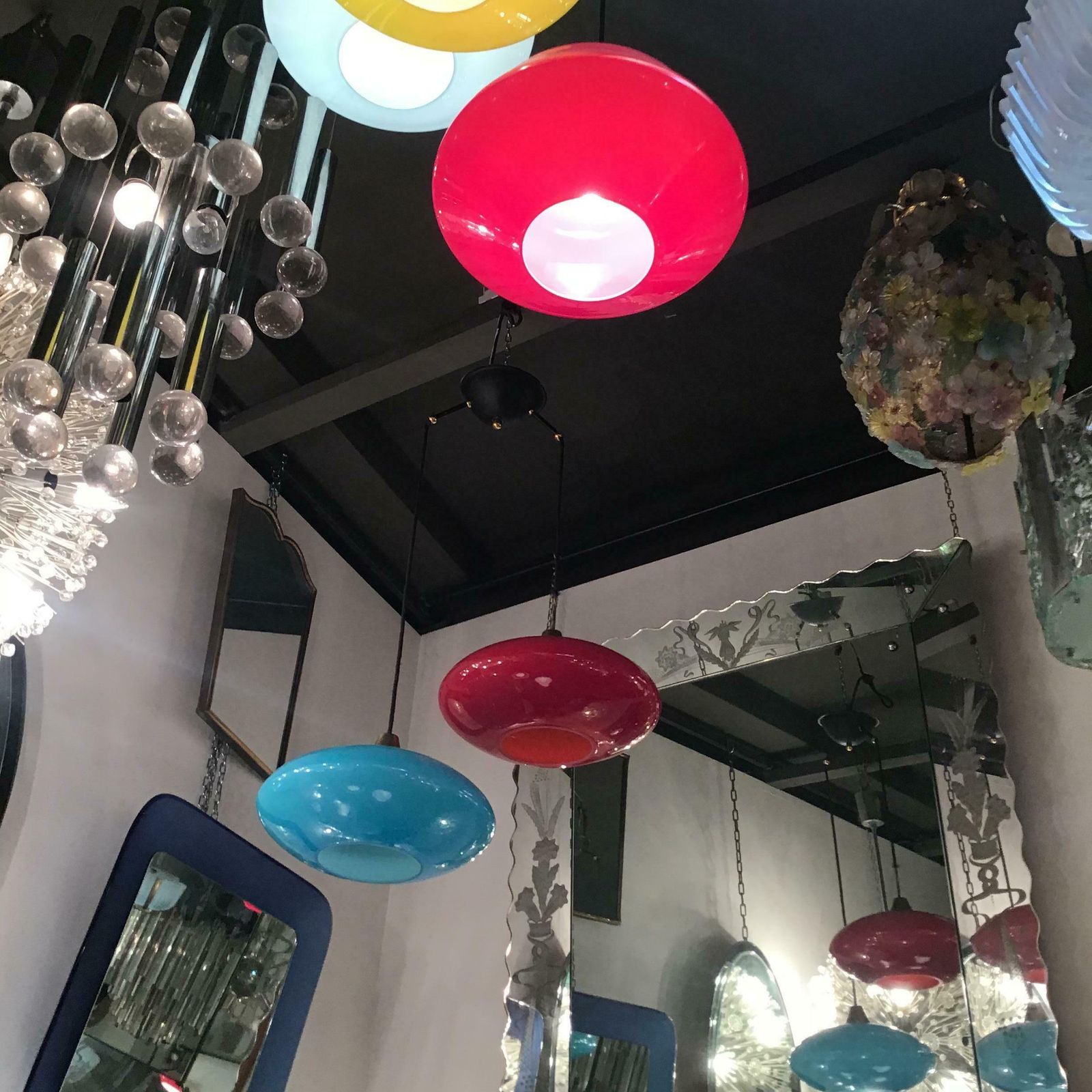 photo furniture Vistosi Murano Glass Ottone Chandelier 1955 Italy