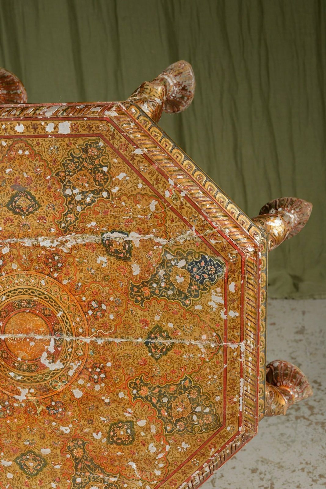 photo furniture An Indian Painted And Gilt Decorated Bajot Table   C.1920