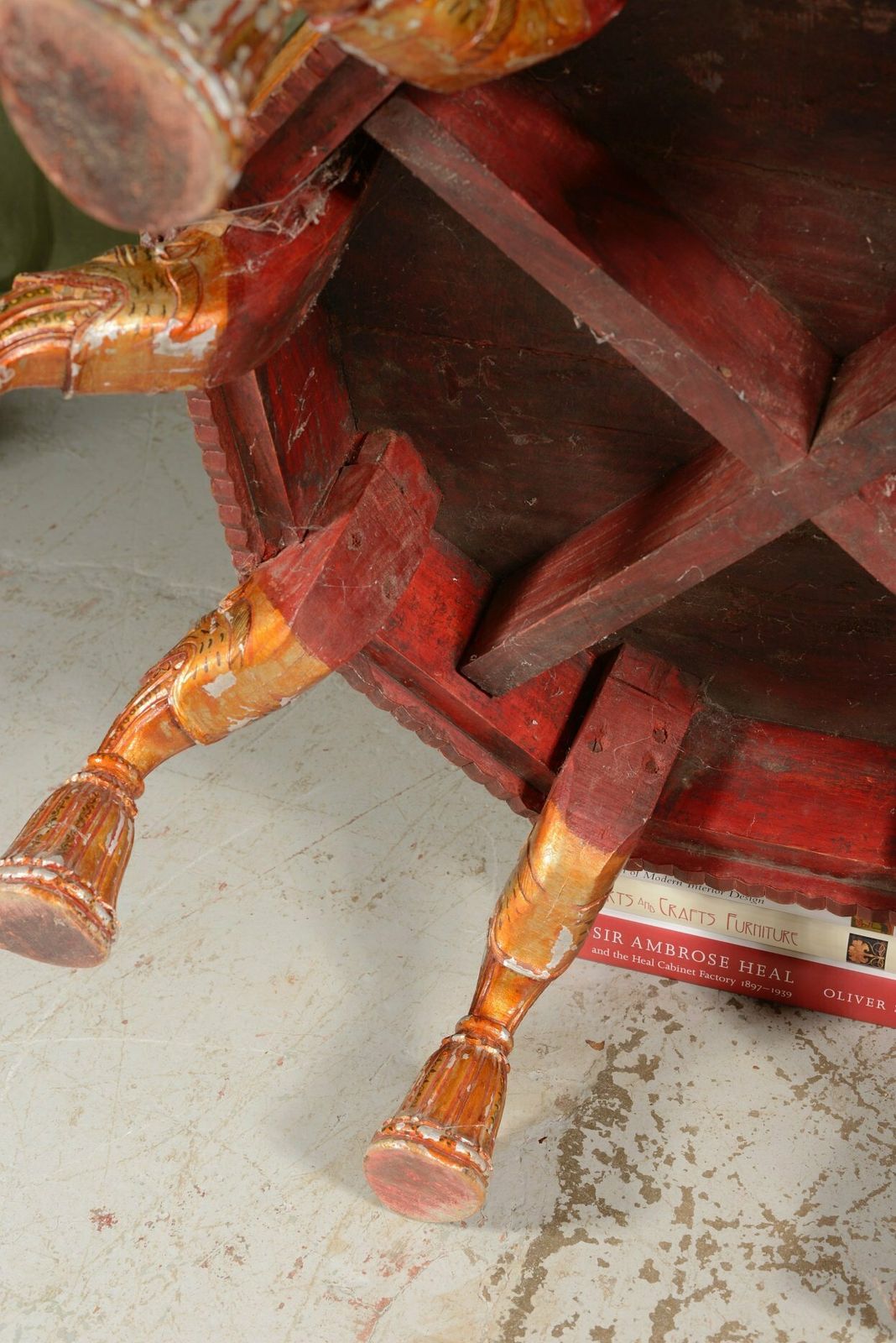 Furniture An Indian Painted And Gilt Decorated Bajot Table   C.1920 photo