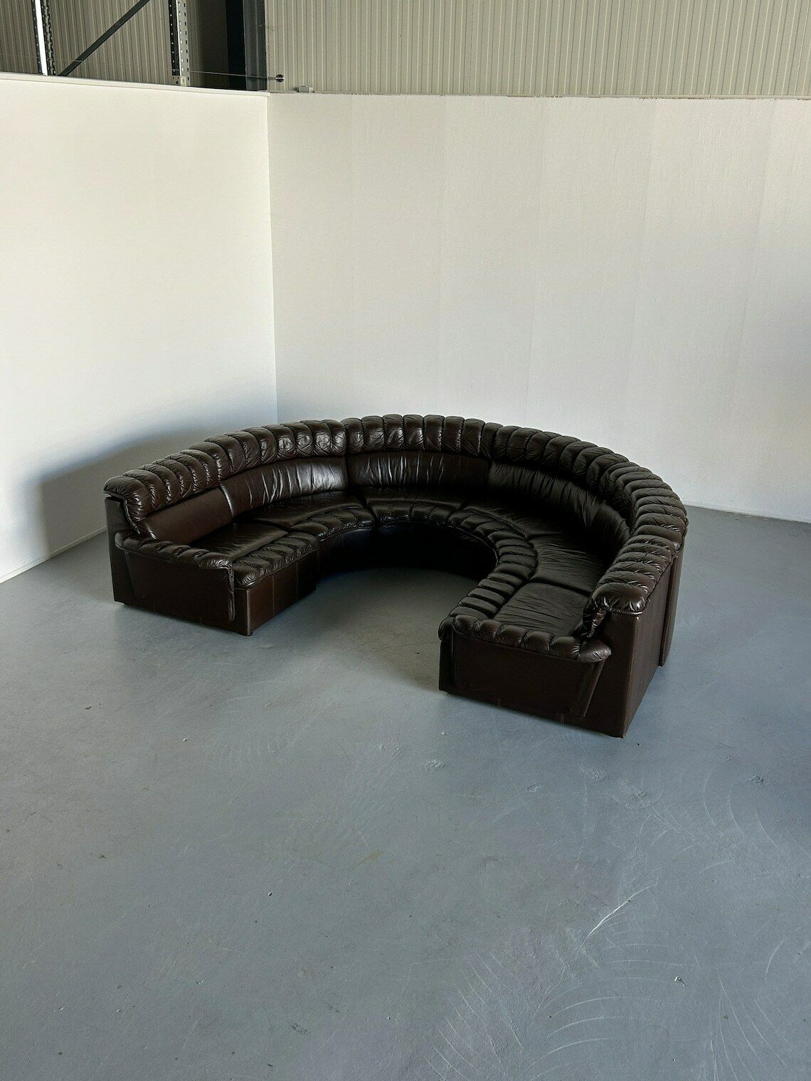 Mid Century Modern Leather Sectional Snake Sofa In The Style Of De Sede Ds 600 Non Stop, 1970s West Germany Modular Seating Set photo for sale