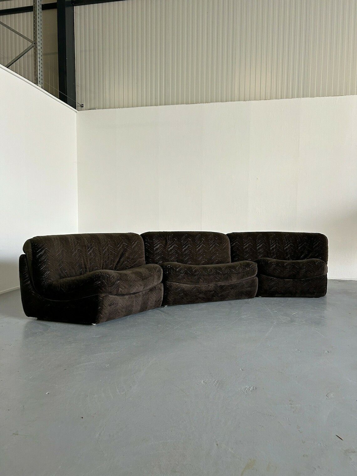 Vintage Mid Century Modern Curved Modular Sofa In Style Of Vladimir Kagan, Attributed To Wittmann, Austria / 1970s Sectional Serpentine Sofa photo for sale