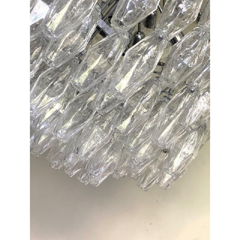 Contemporary Large Clear "Poliedri" Murano Glass Chandelier photo furniture