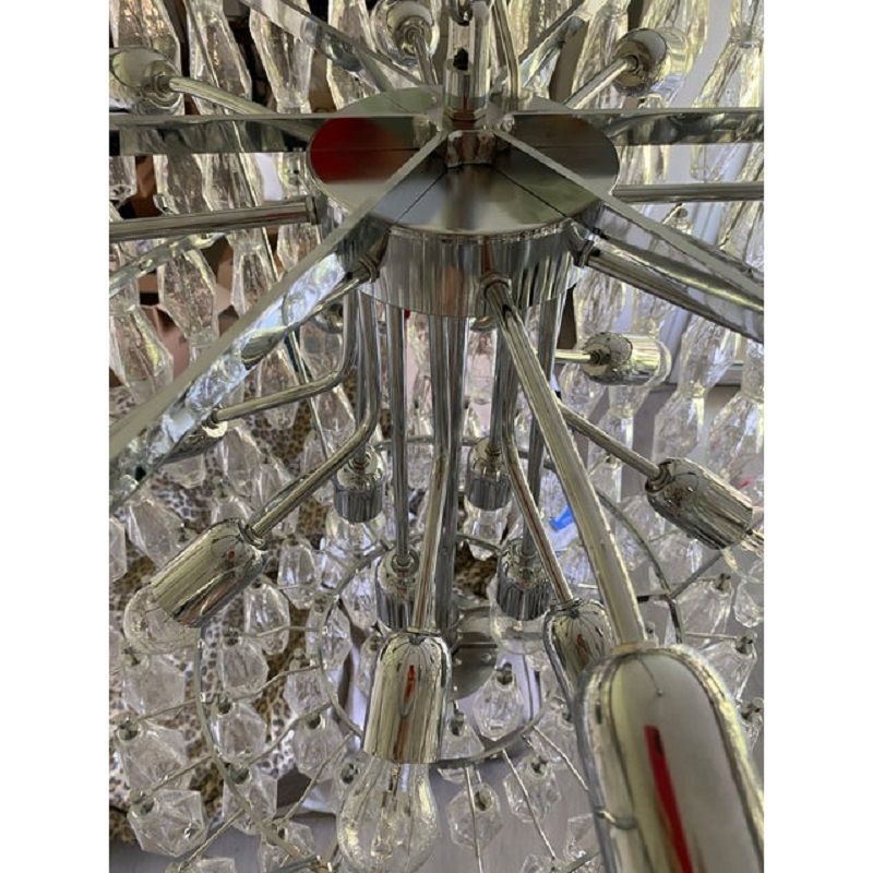 Contemporary Large Clear "Poliedri" Murano Glass Chandelier photo for sale
