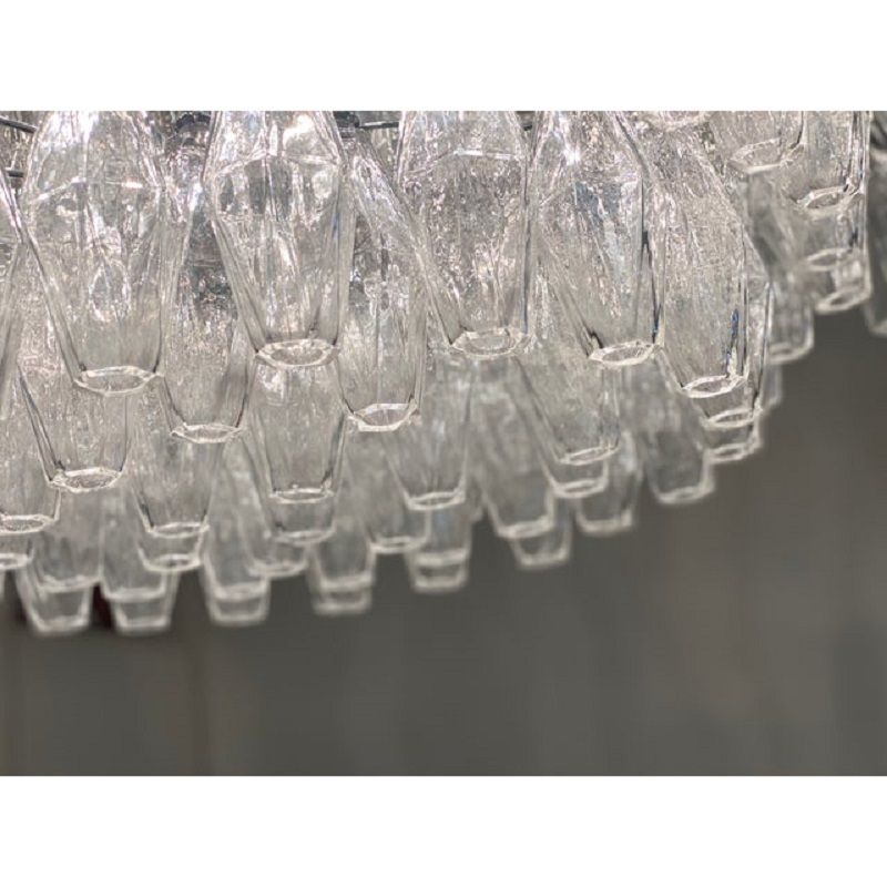 Contemporary Large Clear "Poliedri" Murano Glass Chandelier photo buy