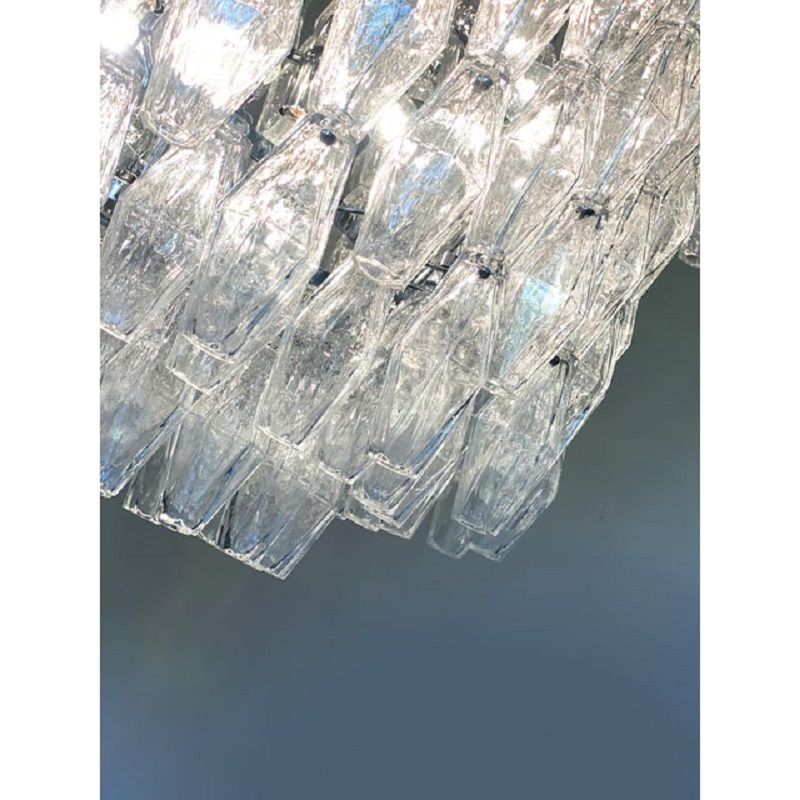 Contemporary Large Clear "Poliedri" Murano Glass Chandelier photo vintage