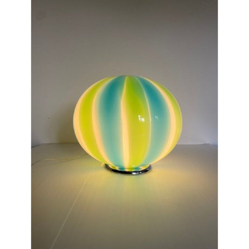 Contemporary Milky, Blue And Green Sphere Table Lamp In Murano Glass photo buy