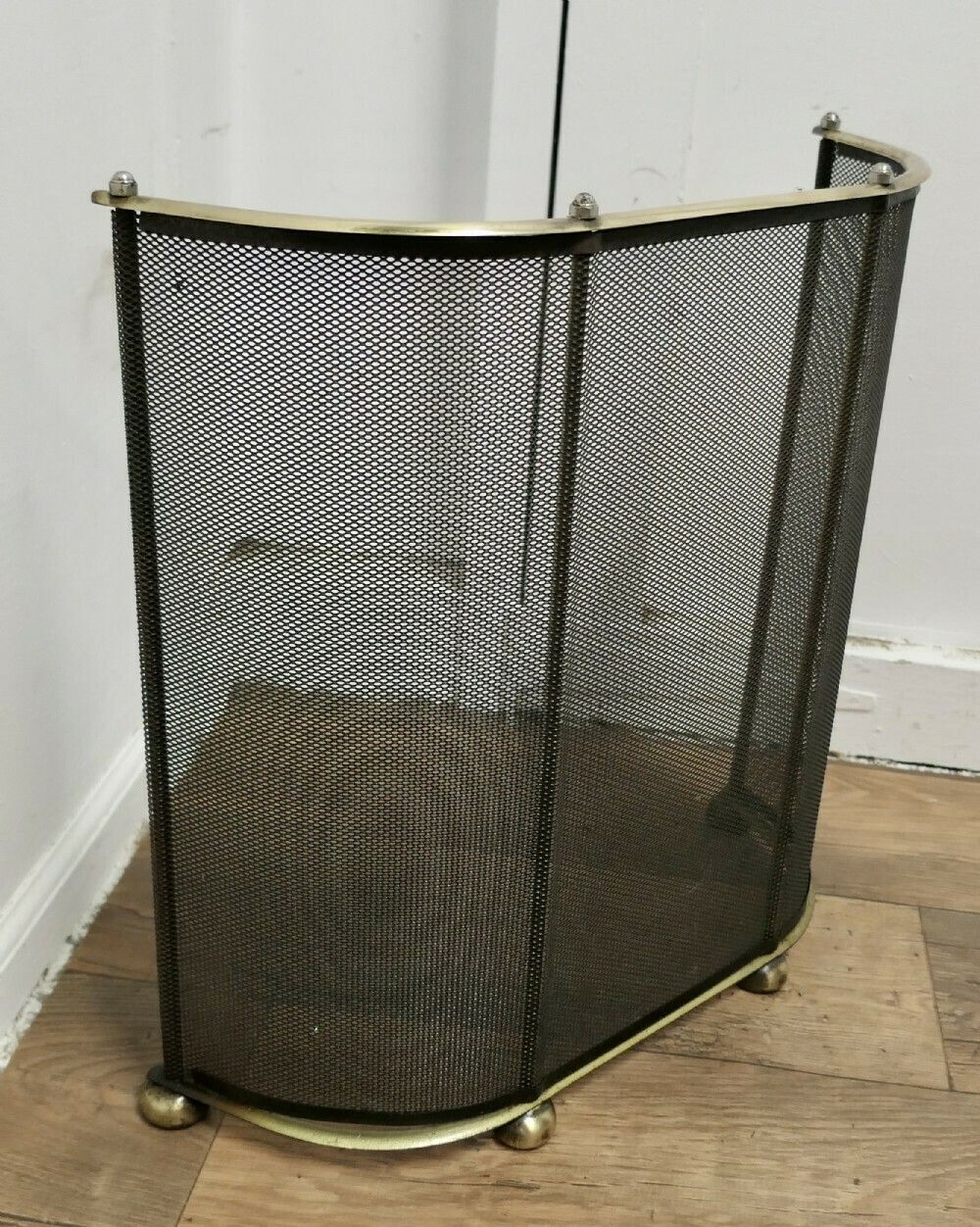 Curved Brass And Iron Nursery Fire Guard photo for sale