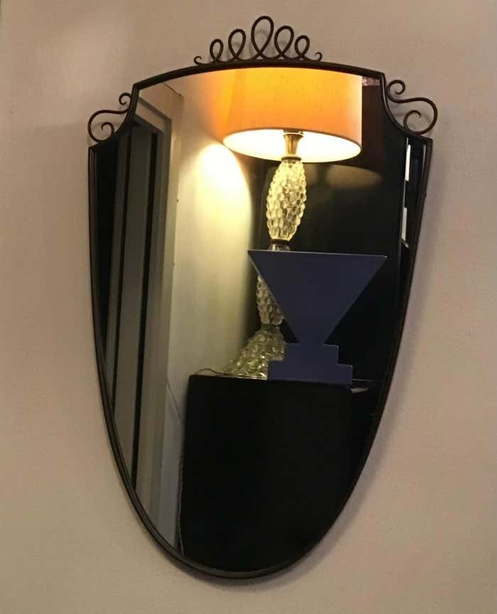photo for sale Gio' Ponti Mirror Brass Wood Glass 1950 Italy