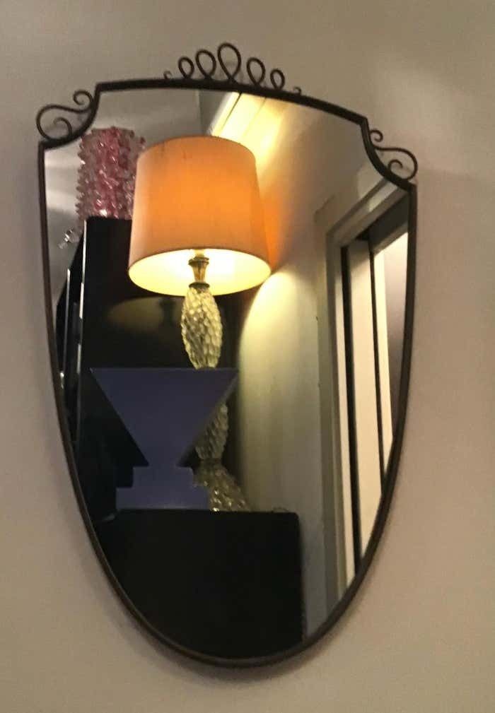 4000.0 Gio' Ponti Mirror Brass Wood Glass 1950 Italy photo