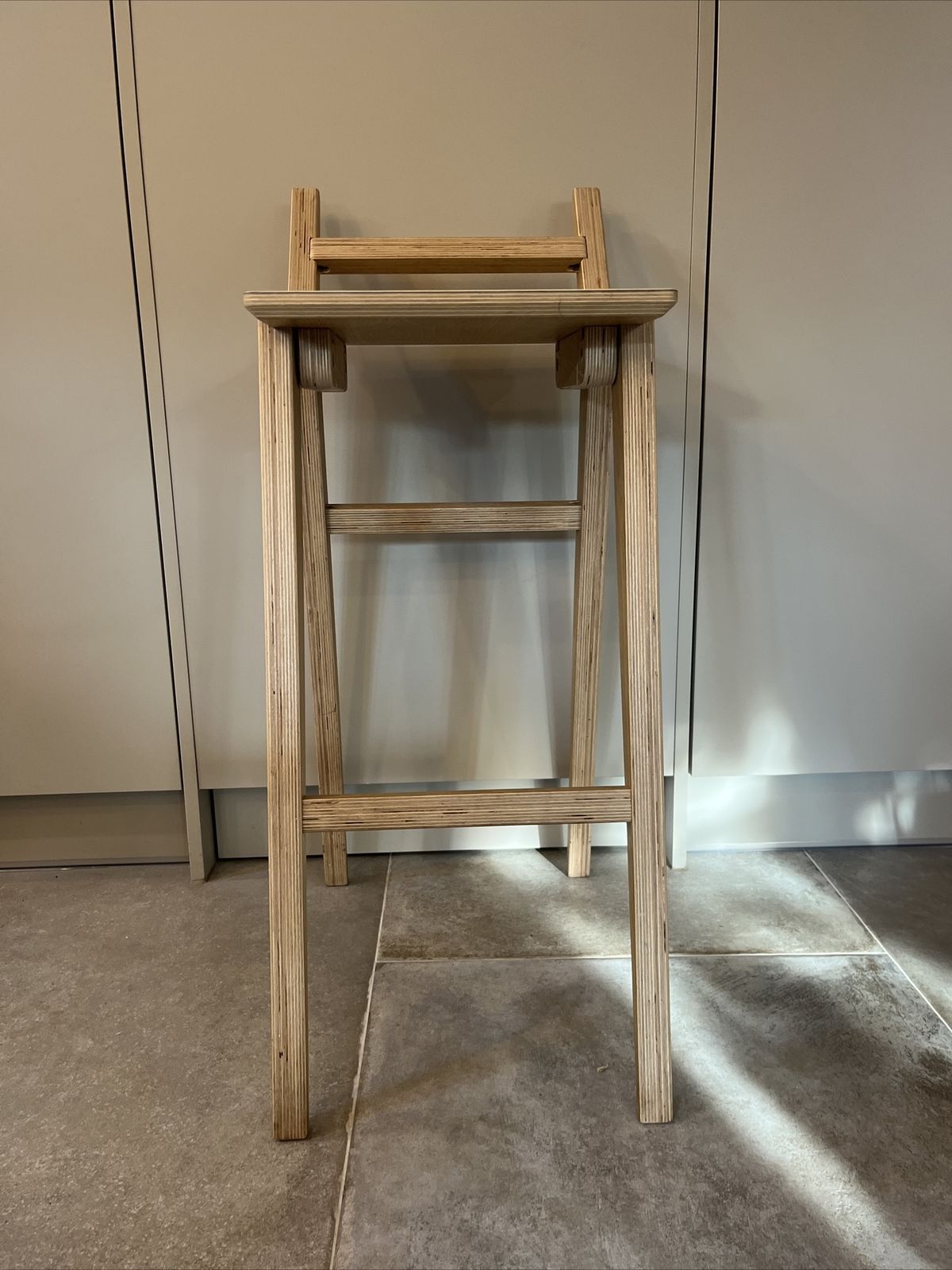 Designer Grain, London Pair Of Ply Bar Stools With Beige Seat  Rrp £210 Each