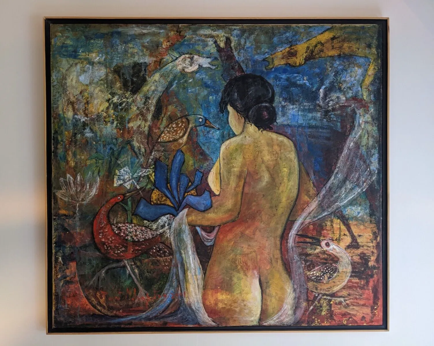 Large Original Woman Female Figure Painting On Canvas * Framed Ready To Hang