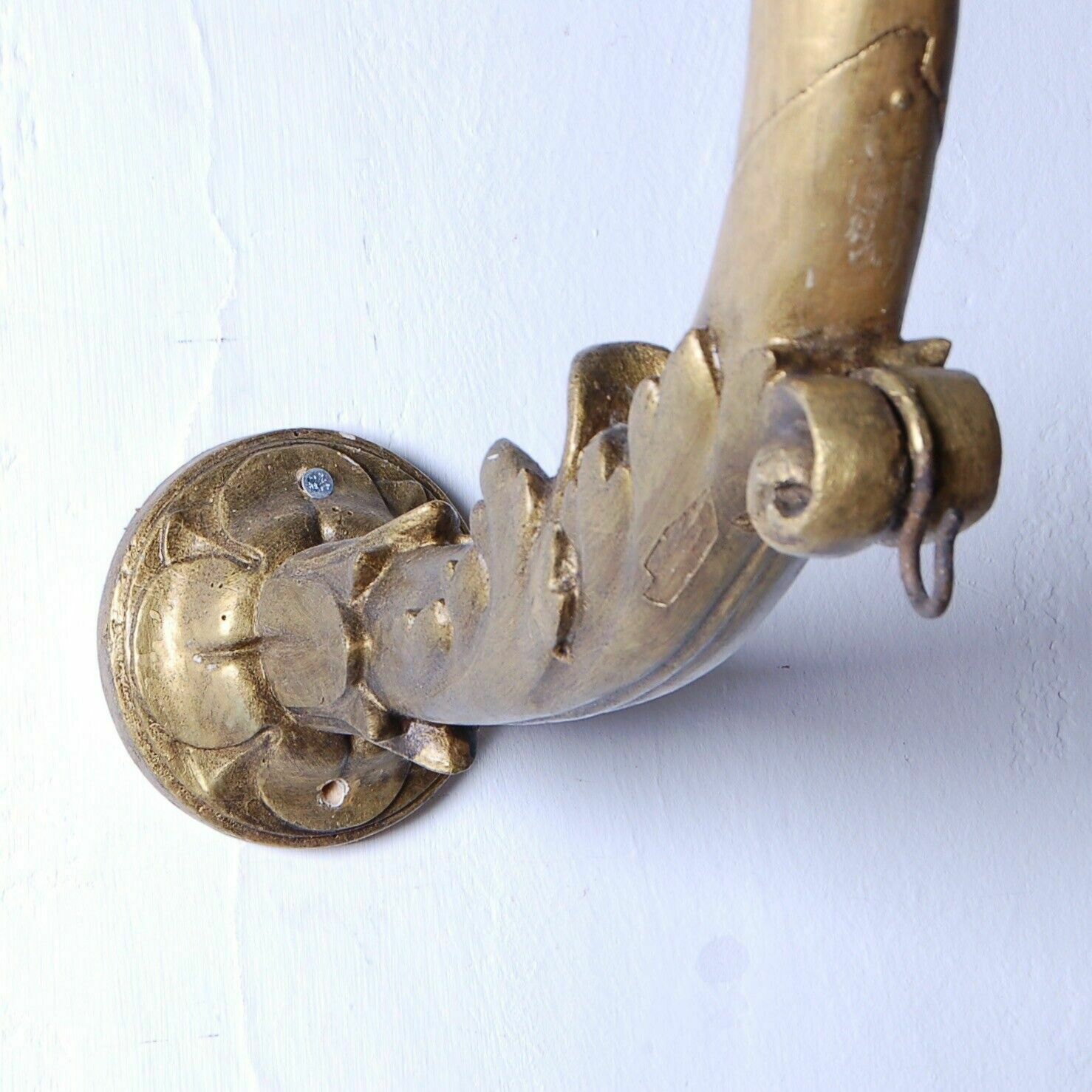 Old Wall Candle Holder From The 19th Century With An Ecclesiastical Gilded Wooden Arm photo 167.0