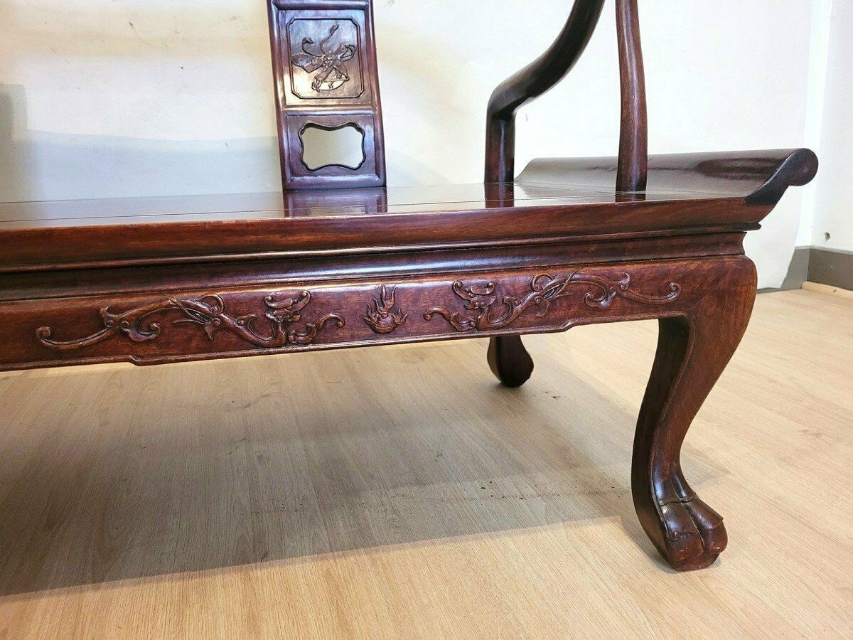 Chinese Carved Wood Bench, Late 19th Early 20th Century photo 2800.0