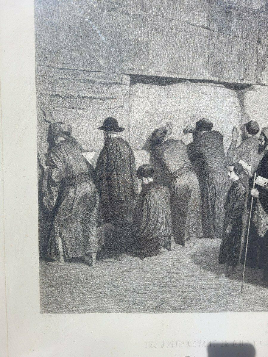 The Jews In Front Of Solomon's Wall, Framed Engraving, Alexandre Bida, 19th Century photo for sale
