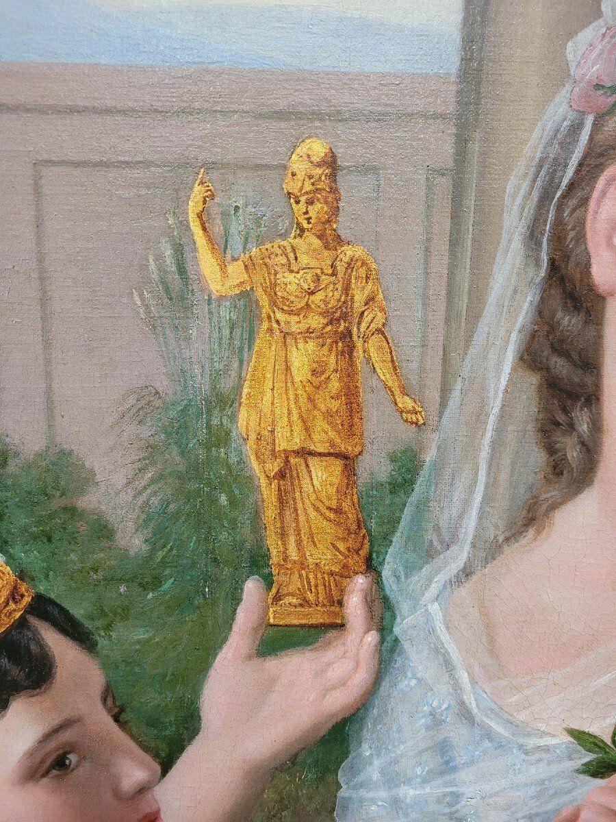 Beautiful Ladies, Large 214 Cm Oil On Canvas, 19th Century photo Art