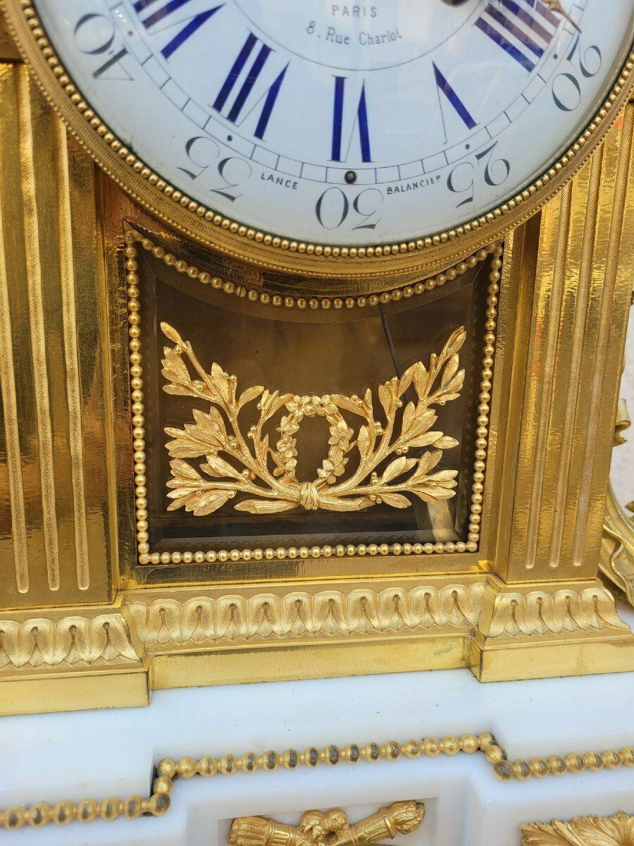 Clock In Gilt Bronze And Marble, Charpentier, Napoleon III, 19th Century photo for sale