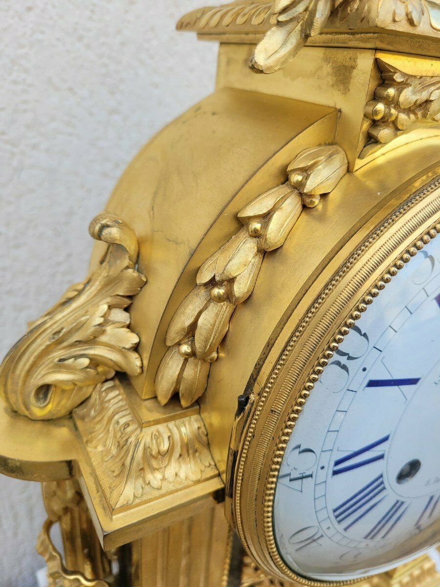 Clock In Gilt Bronze And Marble, Charpentier, Napoleon III, 19th Century photo vintage