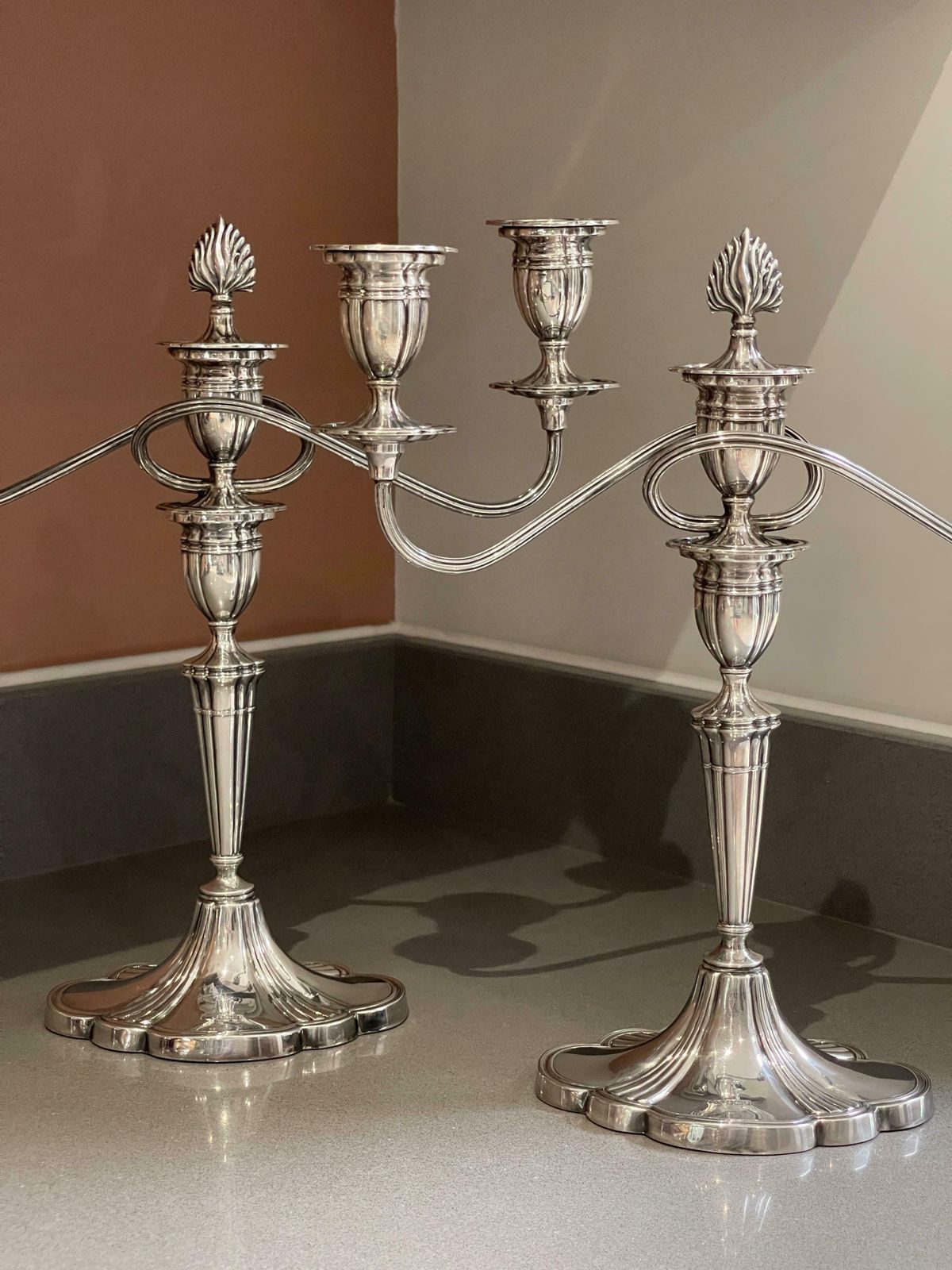 Antique Candelabras A Pair Of Elegant Sterling Silver Candle Holders Hallmarked photo buy