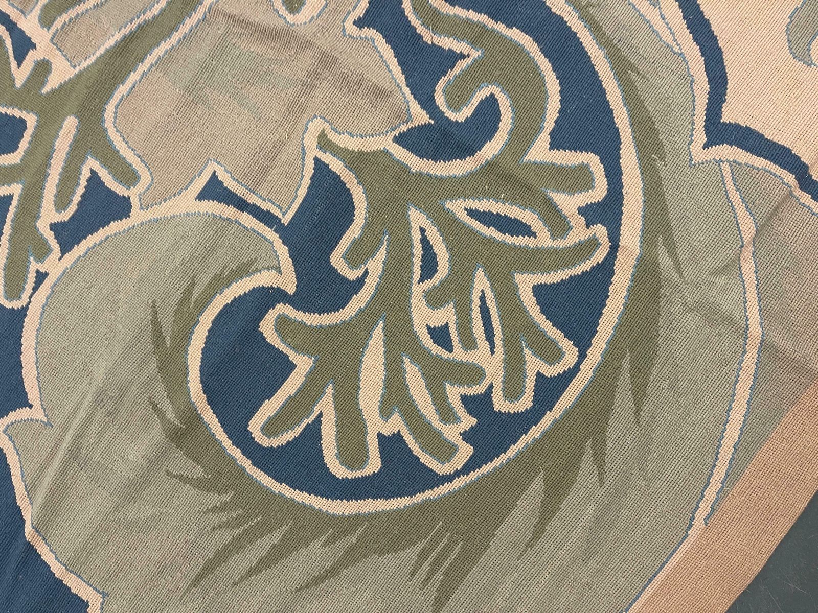 Botanical Green Rug Art Nouveau Carpet Aubusson Rug Handwoven Wool Needlepoint photo 5300.0