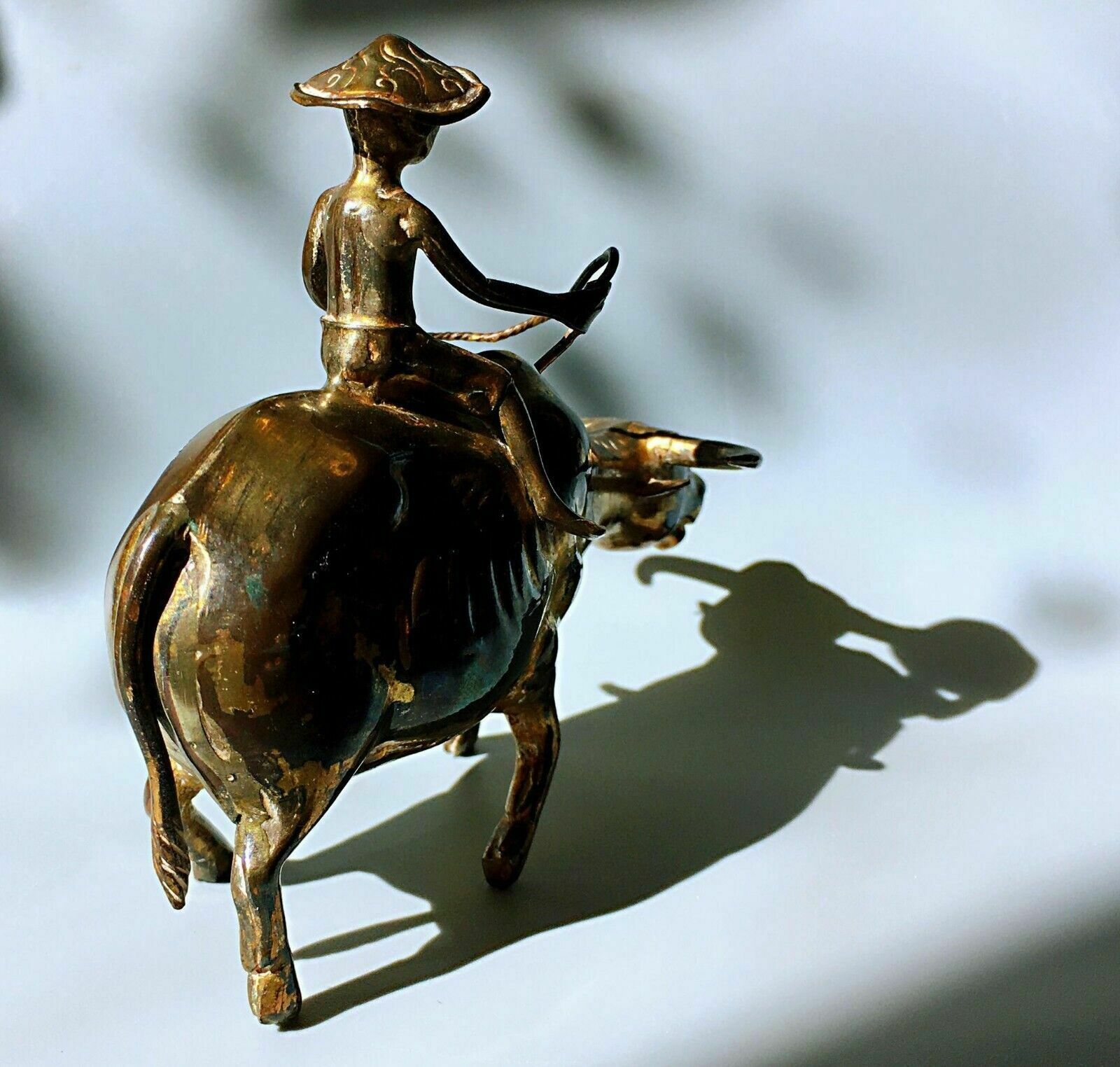 Fine Sculpture Of A Shepherd Boy And Cow   Bronze, Copper, Gilt   Asia   19th photo Art
