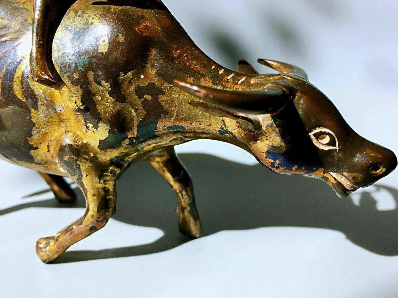 Fine Sculpture Of A Shepherd Boy And Cow   Bronze, Copper, Gilt   Asia   19th photo vintage