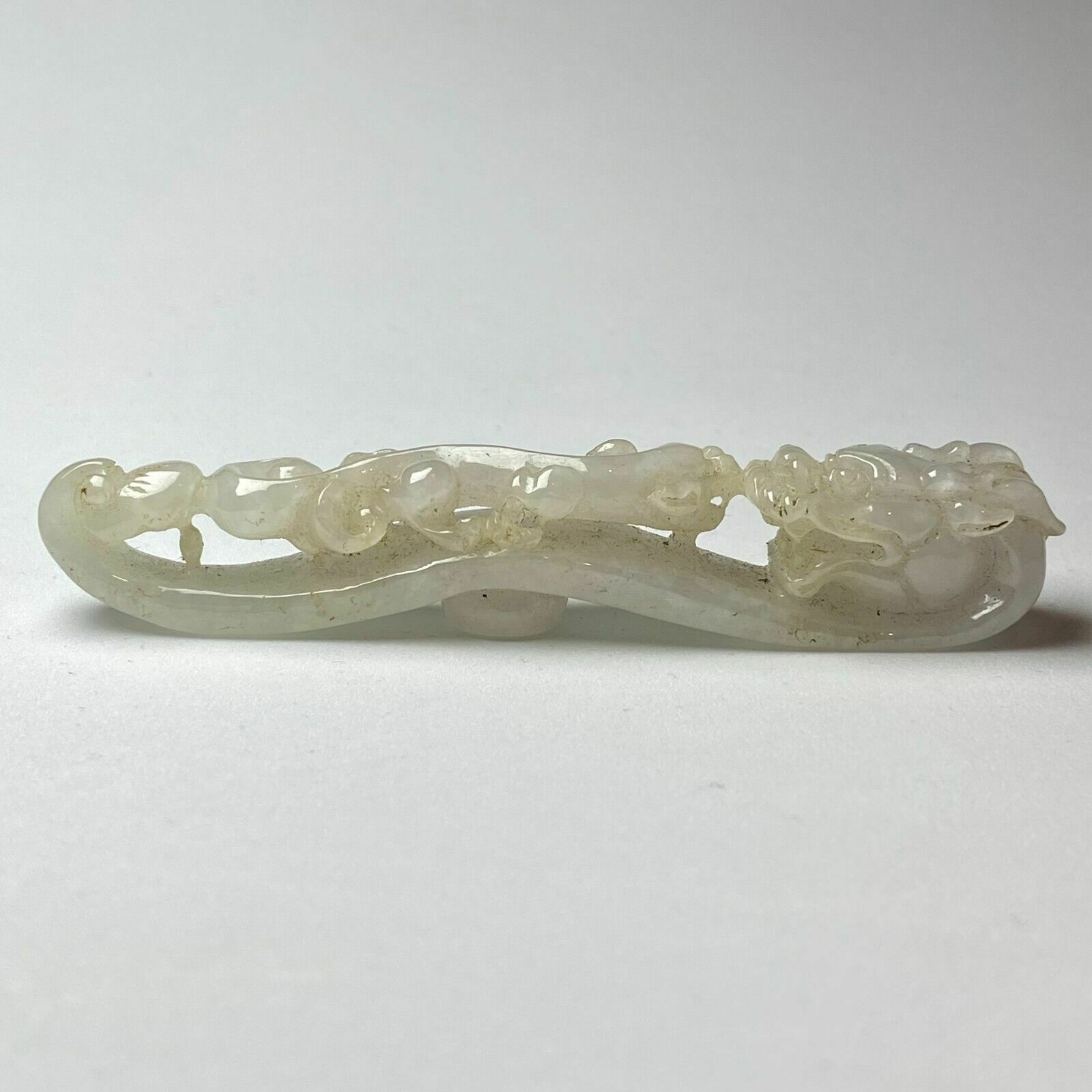 Antique Chinese White Jade Icy Jadeite Jade Dragon Belt Hook photo furniture