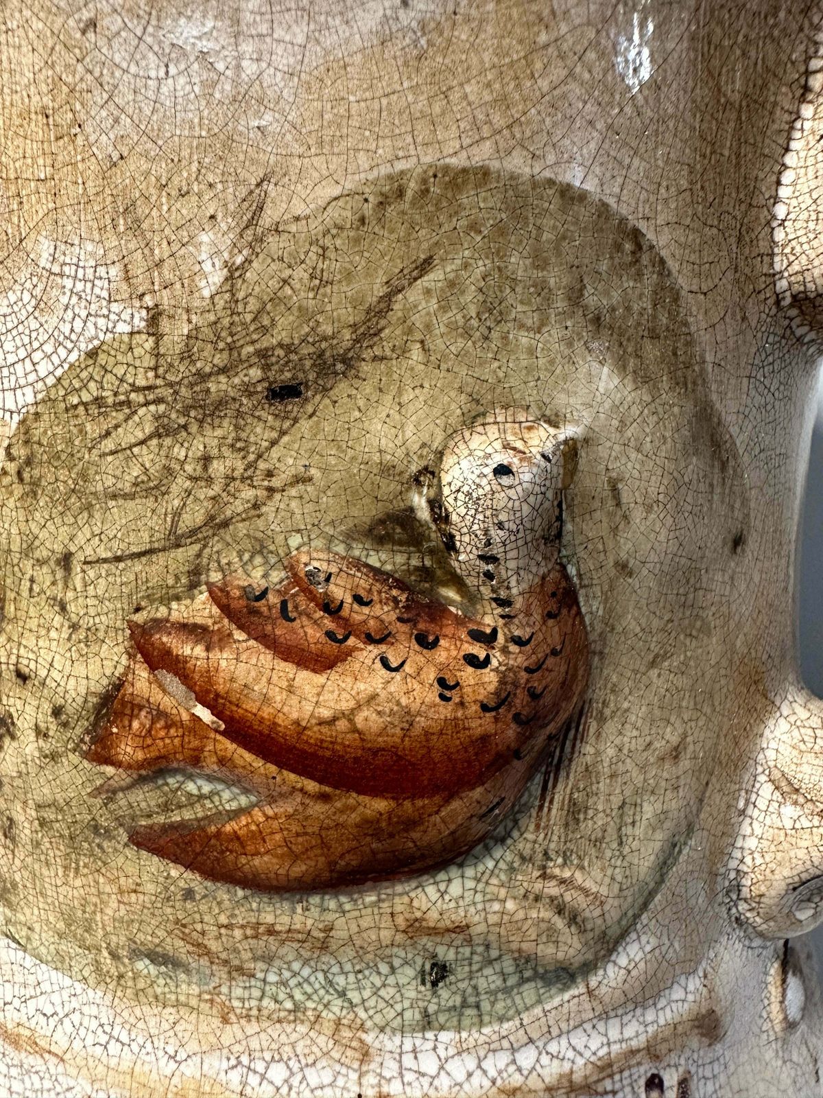 Home Decor Early Antique Staffordshire Earthenware Pottery Double Handled Toad Mug With Hunting Dogs/Scenes Circa 1775 photo