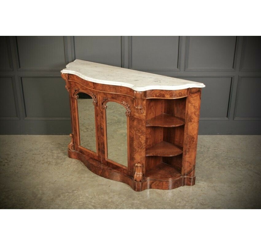 photo furniture Victorian Shaped Walnut Side Cabinet Credenza