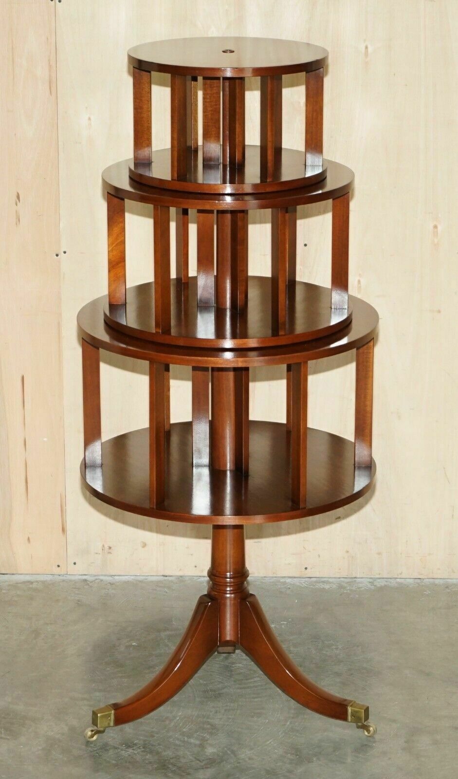 148cm Tall Restored Regency Style Revolving Mahogany Library Bookcase Table photo furniture