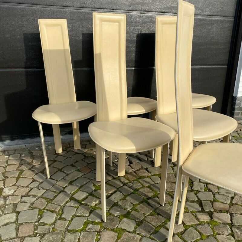 Set Of 6 Quia Chairs   Elana B Model   Beige photo 866.0