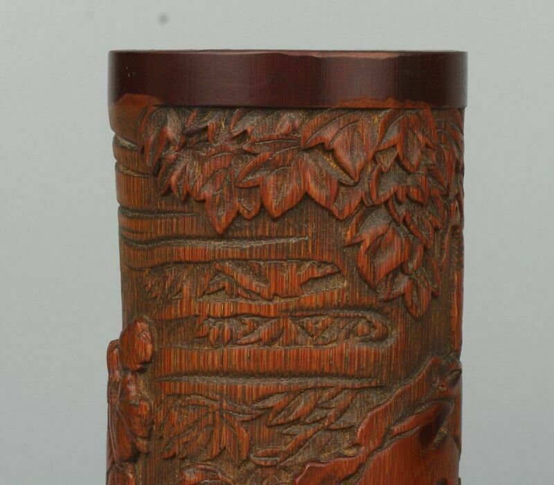 A Pair Of Chinese Bamboo Carving Brush Pen Holders    Circa 1930 1960 photo Home Decor