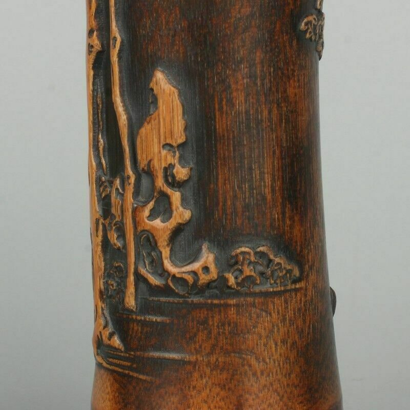 A Pair Of Chinese Bamboo Carving Brush Pen Holders    Circa 1930 1960 photo vintage