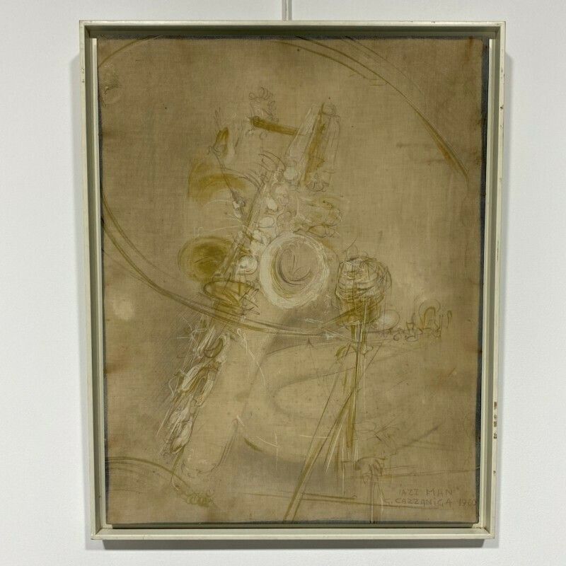 Modern Painting By G. Cazzaniga, Lazz Man 1960 photo for sale
