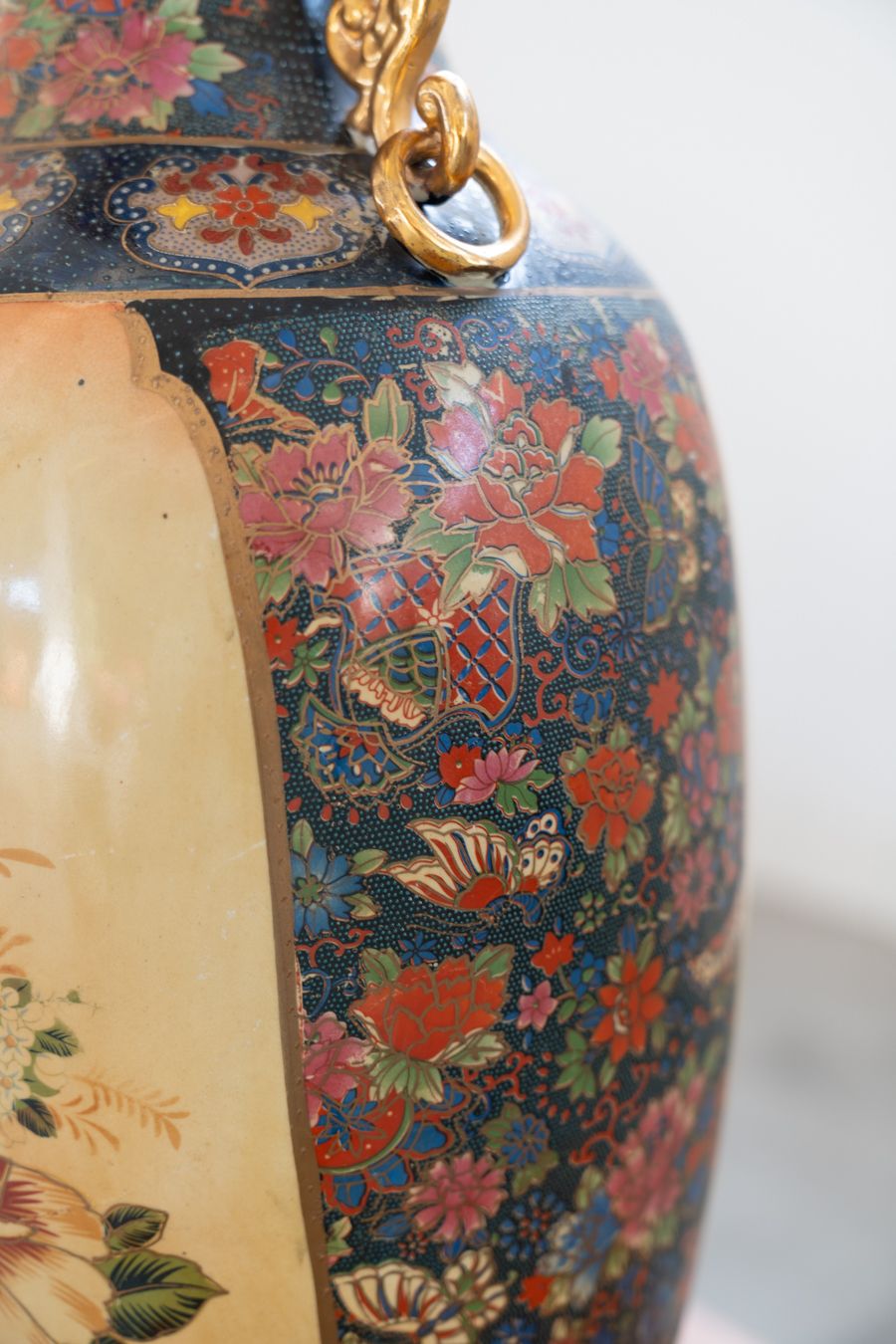 Home Decor Large Chinese Golden Satsuma Vase, Eastern Miji Period photo