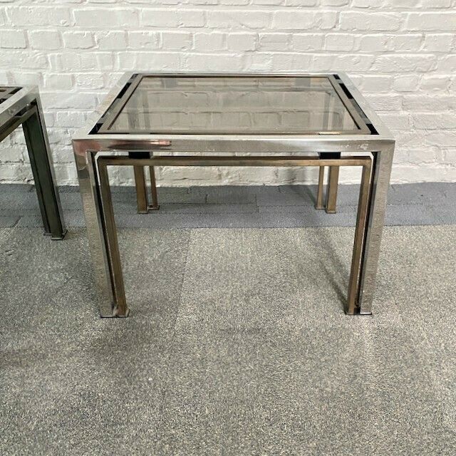 Pair Of Romeo Rega Chrome & Brass Side Tables photo for sale