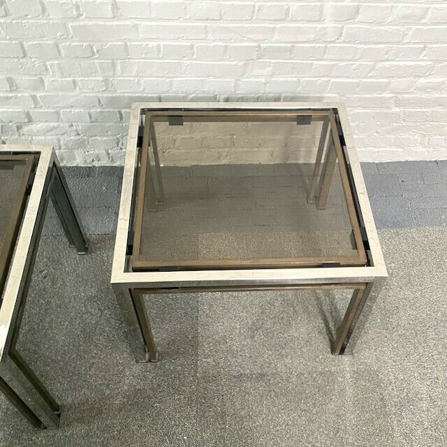 Pair Of Romeo Rega Chrome & Brass Side Tables photo 718.0