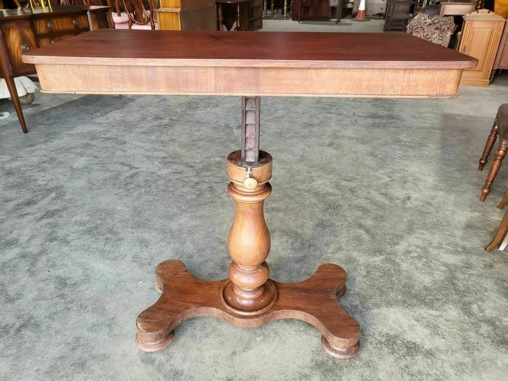 Antique Victorian Adjustable Height Pedestal Desk Work Console Table Quad Base photo furniture