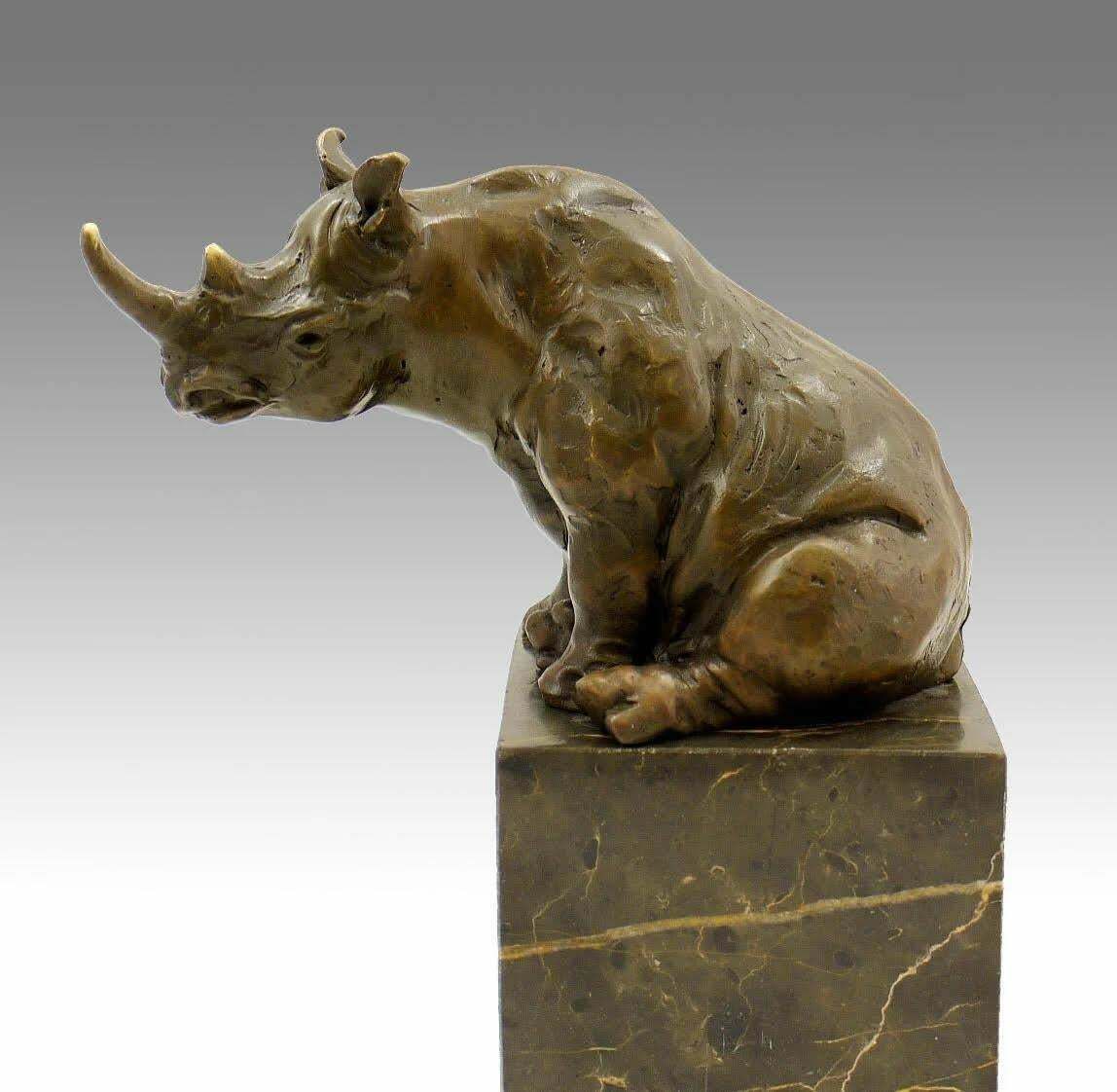 Bronze Sculpture Of A Rhinoceros, Contemporary Work, Xxist Century. photo furniture
