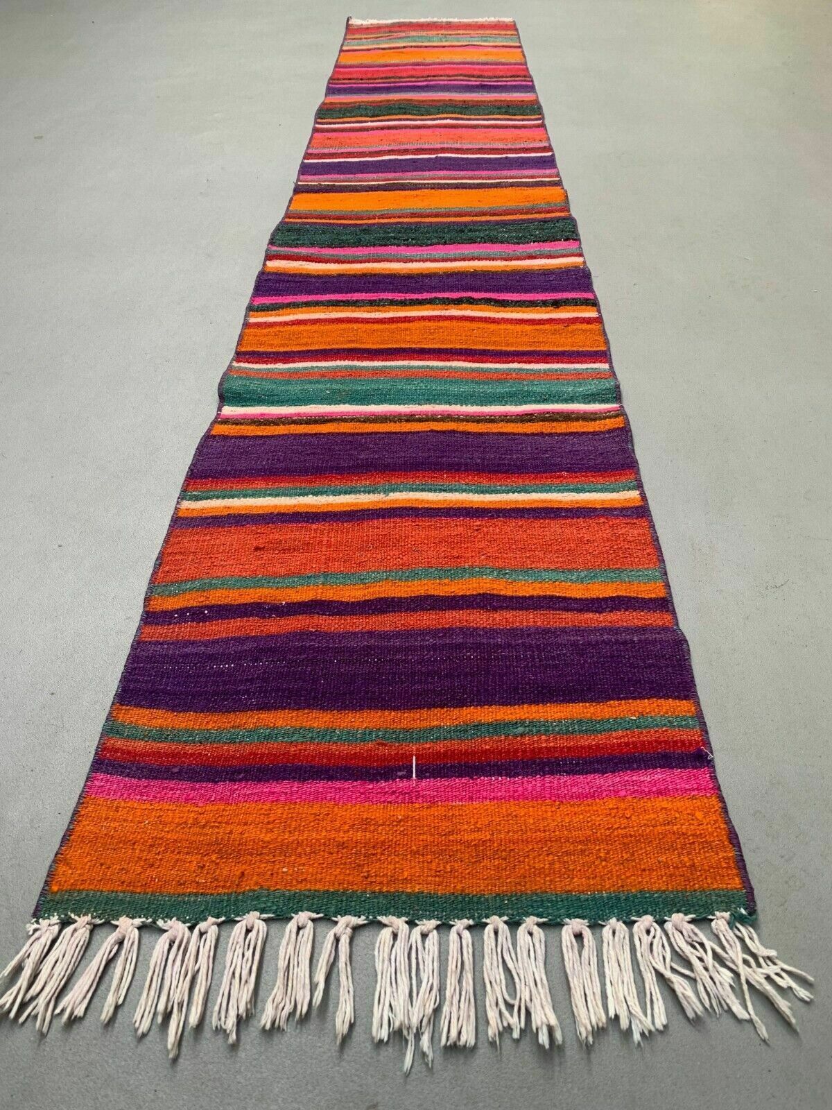 Old Turkish Narrow Kilim Runner 283x51 Cm Shabby Chic, Vintage Kelim