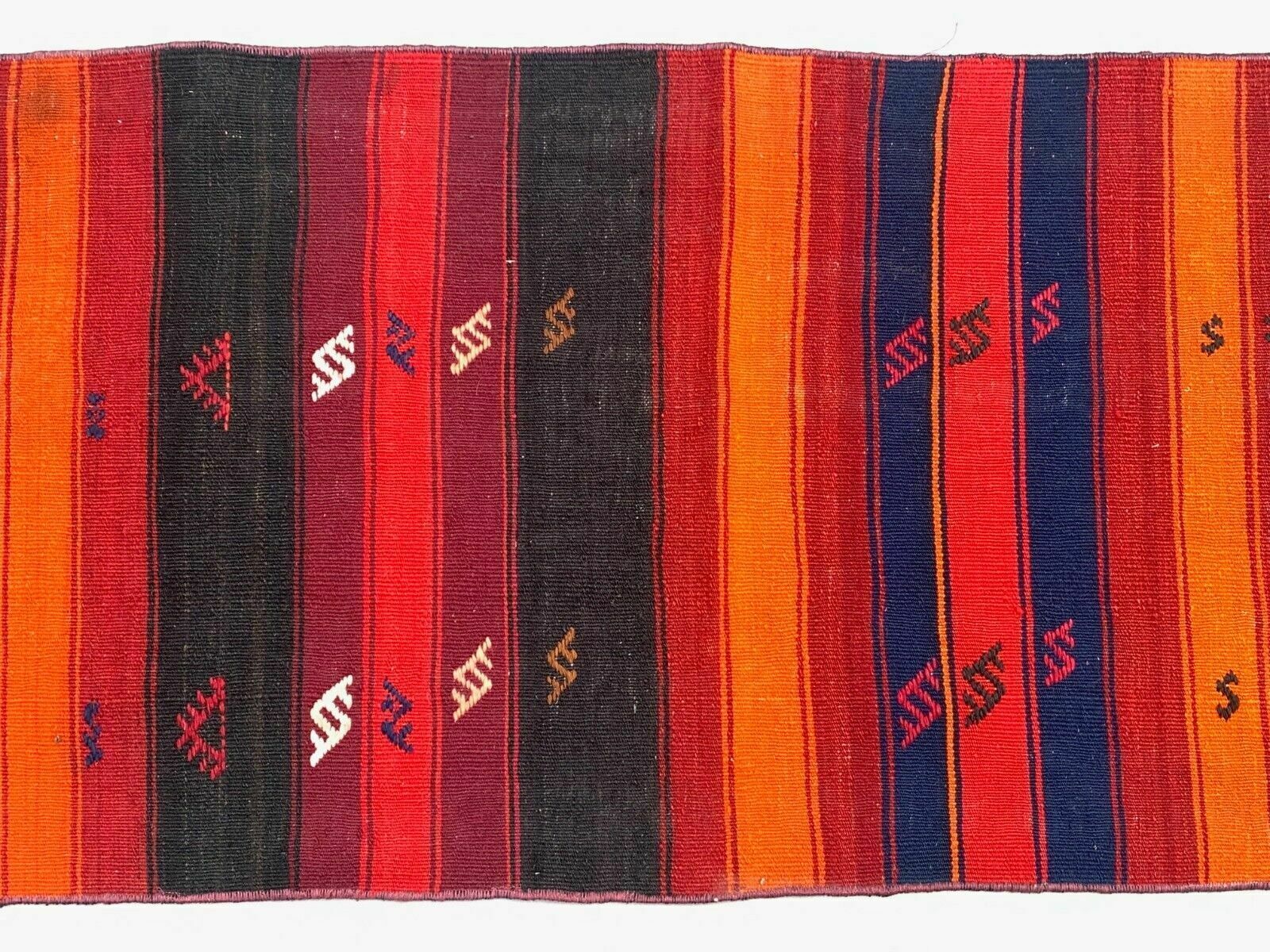 Old Turkish Narrow Kilim Runner 285x63 Cm Shabby Chic, Vintage Kelim photo vinterior