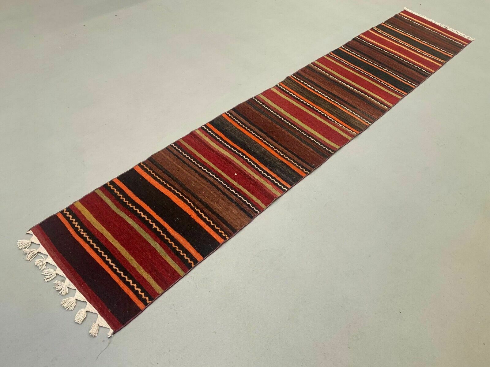 Old Turkish Narrow Kilim Runner 320x58 Cm Shabby Chic, Vintage Kelim photo for sale