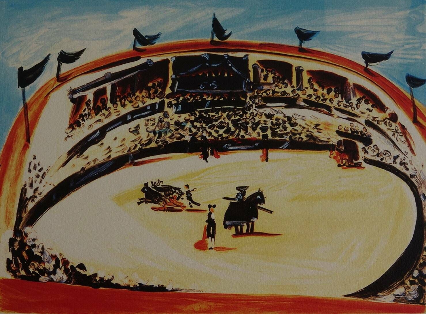 Fine Cubist Limited Edition Print   Bull Fight, Pablo Picasso, Hand Signed & Stamped photo furniture