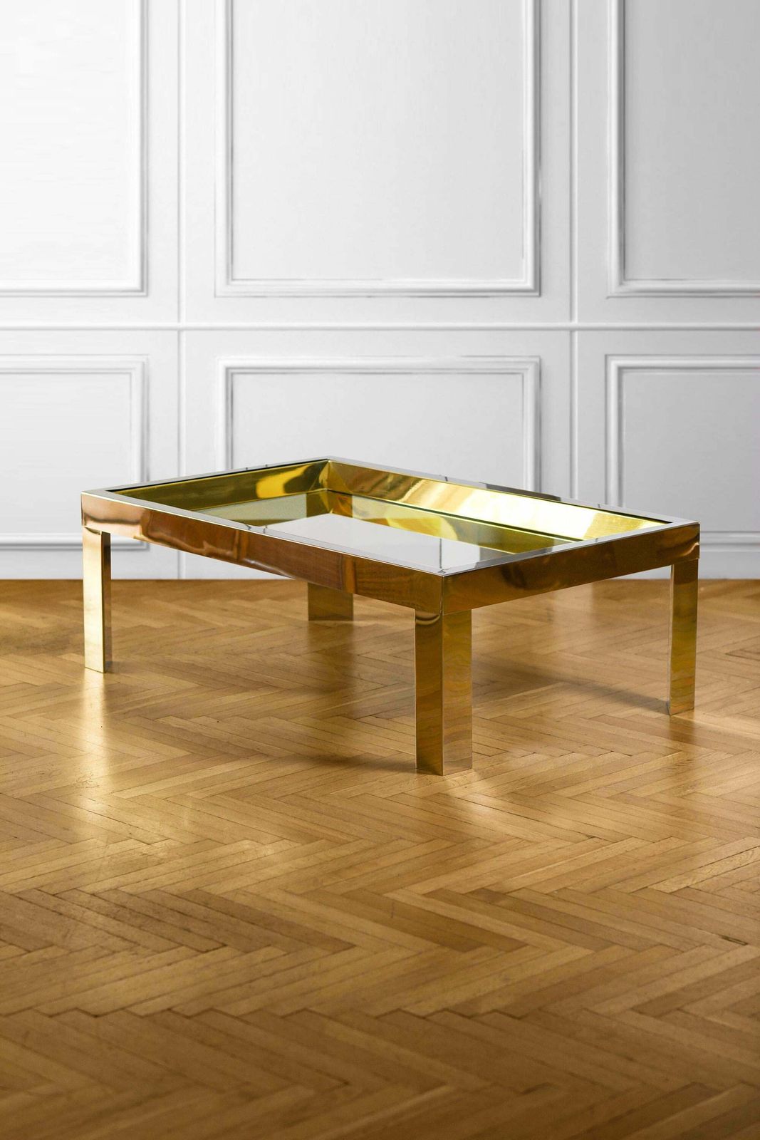 Coffee Table In Brass And Chromed Metal With Glass Top, Italy 1970 photo furniture